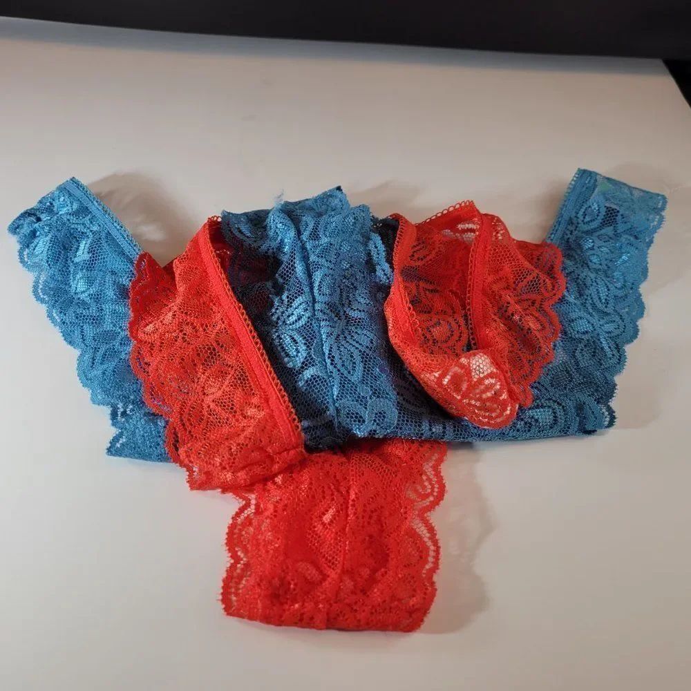 WOMEN"S HIGH RISE LACE DESIGN PRINT THONG - Picture 7 of 8